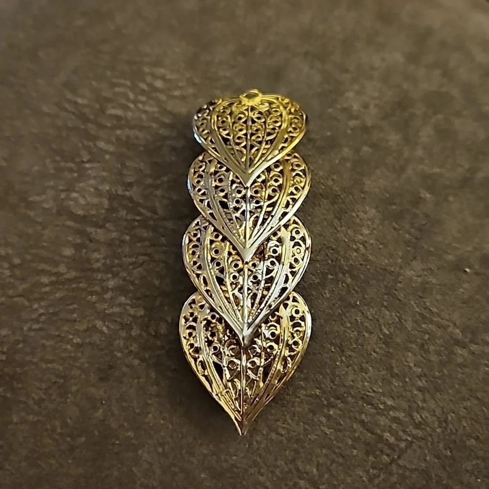 VTG 1970s Goldtone Hearts Filigree Victorian Coquette Barrette